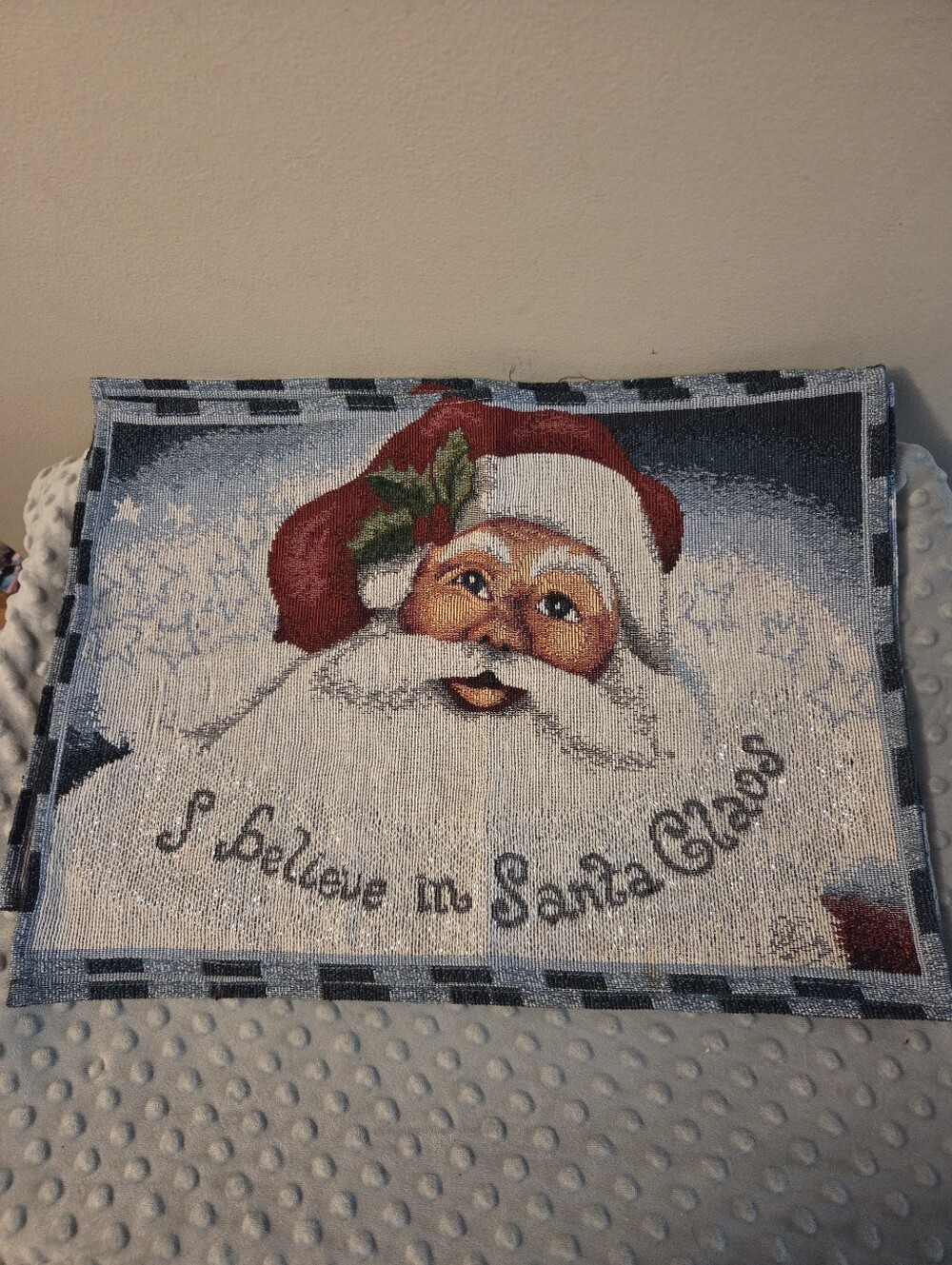 I Believe in Santa Claus Christmas set of 2 placemats & table runner (w stain)